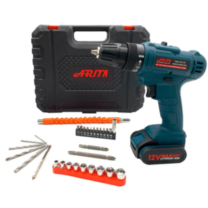 Parafusadeira Arita Bateria 12v Com Acessórios E Maleta Azul