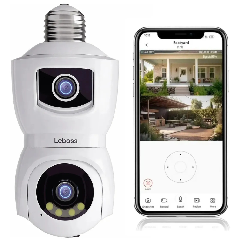 Câmera De Segurança Wifi Duas Lentes Com Rotação 360