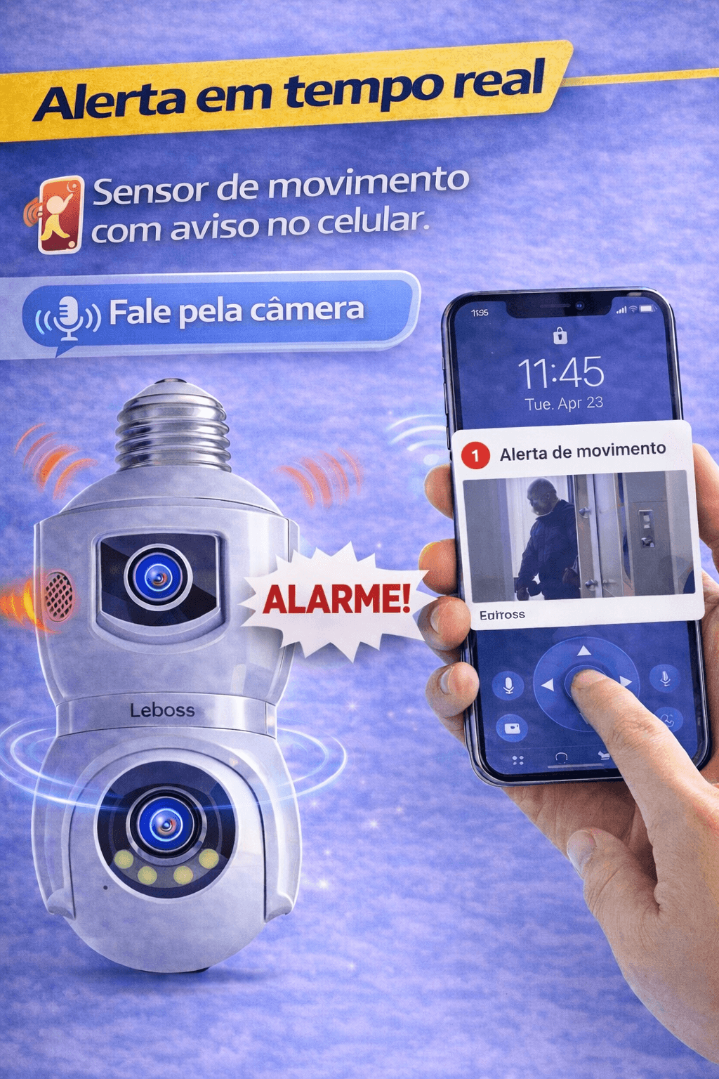 Câmera De Segurança Wifi Duas Lentes Com Rotação 360 - Imagem 3