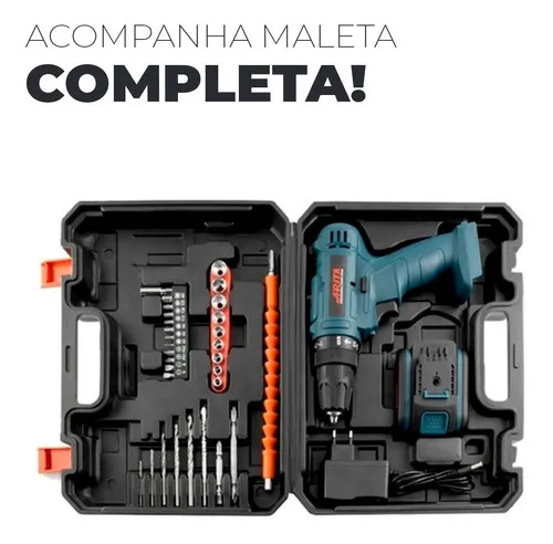 Parafusadeira Arita Bateria 12v Com Acessórios E Maleta Azul - Imagem 2
